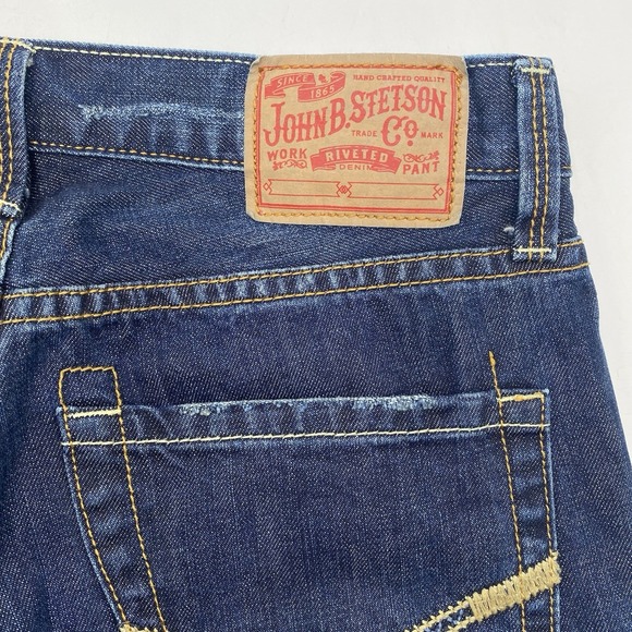 John B Stetson 1014 Rocker Fit Boot Leg Blue Jeans Mens 31x34 Western Cowboy - Picture 11 of 12